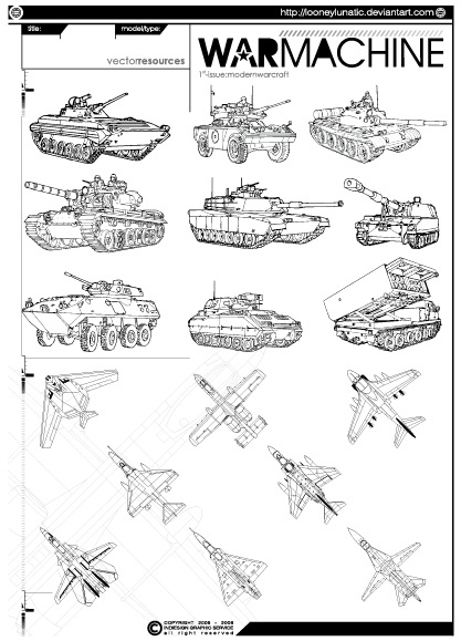戦車・戦闘機のベクターデータ